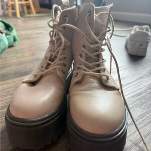 Women's Tan Lace-Up Boots